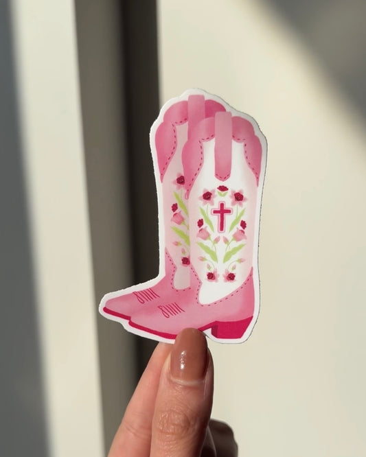 Pink Cowboy Boot Sticker