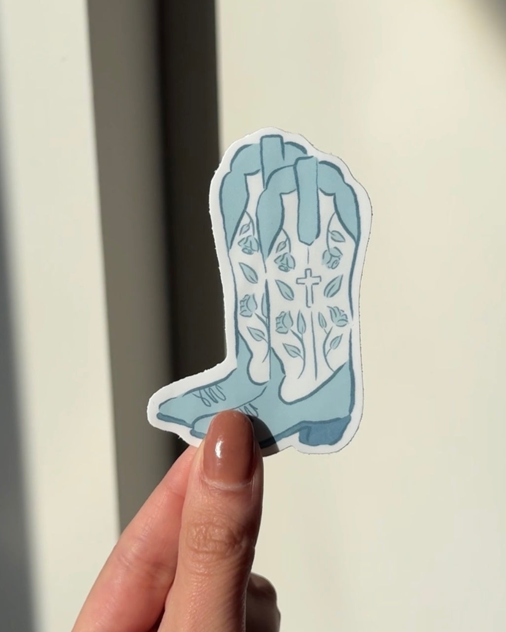 Blue Cowboy Boot Sticker